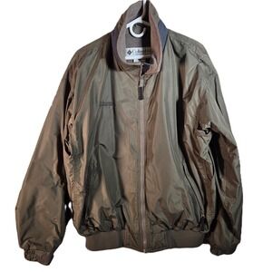Columbia Sportswear Mens Vintage Olive Green Fleece Lined Bomber Jacket WM5020 L